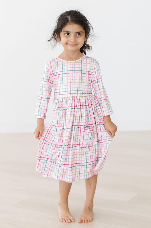 pink-plaid-3-4-sleeve-pocket-twirl-dress Mila &  Rose - Sophia's Style--3T--4